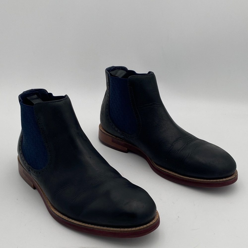 Ted Baker London Kaidon Chelsea Boots Men's 10 Black  blue Leather Casual office